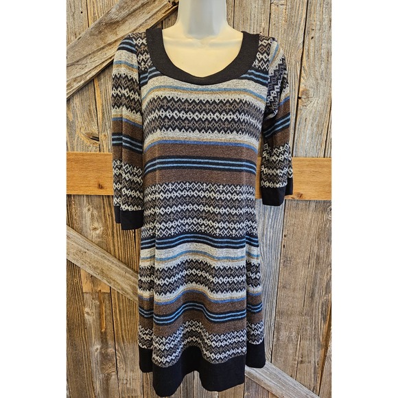 Cato size small lined Aztec themed boho dress half sleeve Midi ^ - Picture 1 of 8